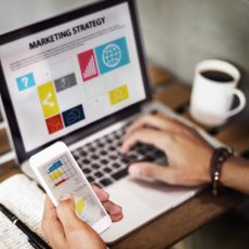 Marketing Strategy Connting Digital Devices Concept Marketing Strategy Connting Digital Devices Concept