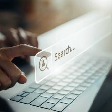 Hand using laptop and press screen to search Browsing on the Internet online. Hand using laptop and press screen to search Browsing on the Internet online.